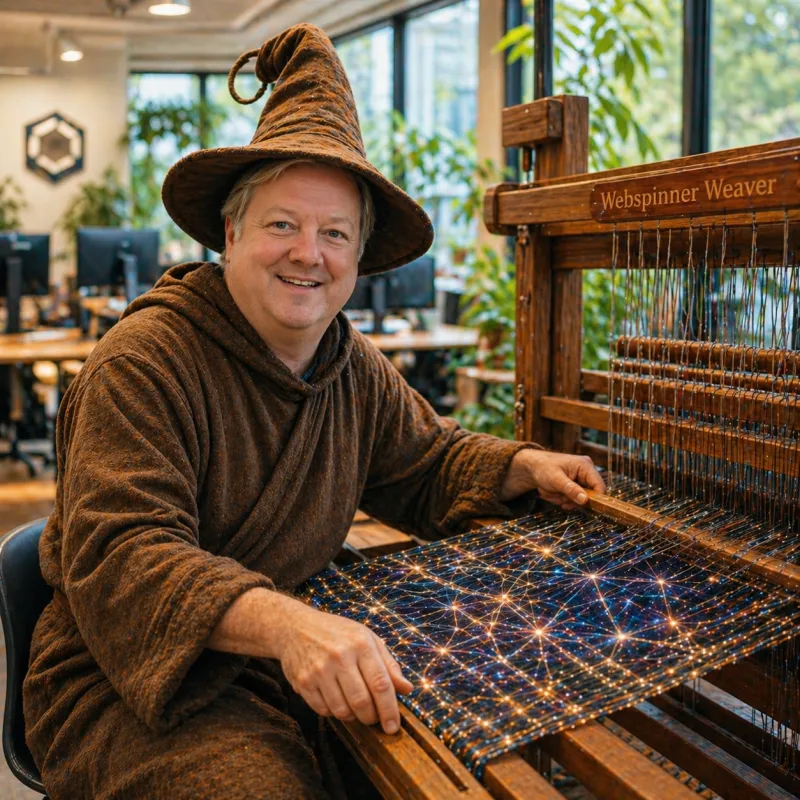 The Webspinner Weaver at the loom — wishes become websites